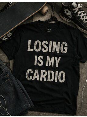 Loser Wear “Losing Is My Cardio” Graphic Tee – Black Streetwear Shirt
